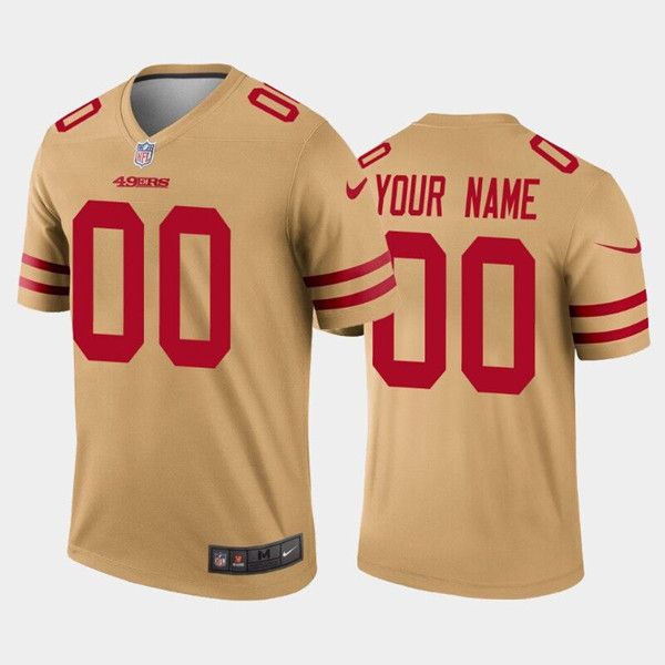 Men's San Francisco 49ers Customized Gold Inverted Legend Jersey